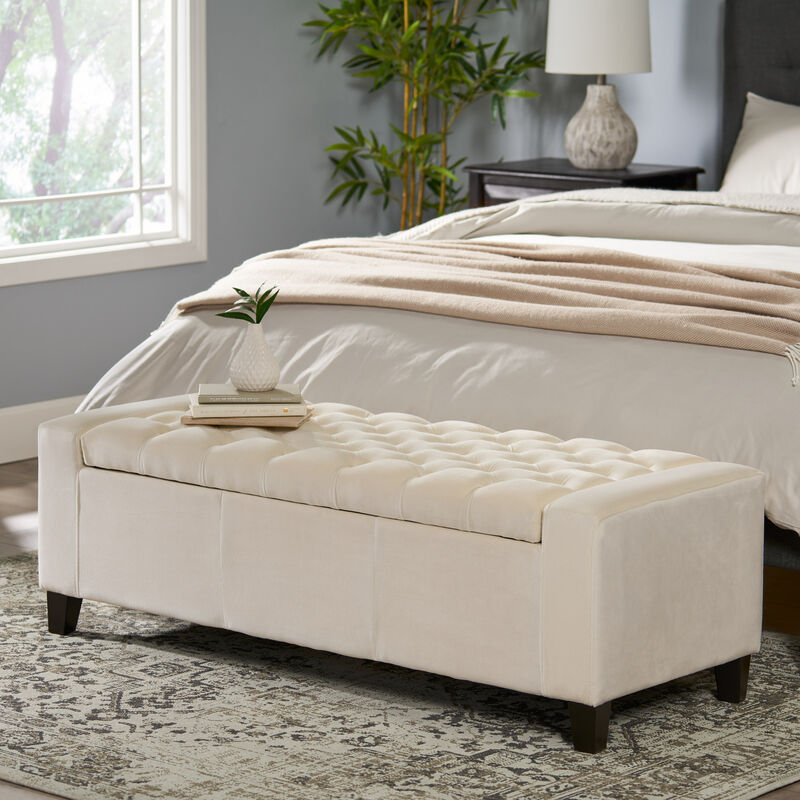 Merax Fabric Upholstered Storage Ottoman for Living Room, Bedroom image number 1
