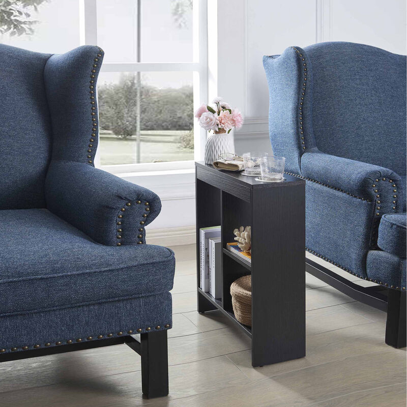 Kings Brand Furniture Side End Table with Drink Holders, Storage Shelves, Magazine Holder, Narrow Slim Chair Couch Table image number 1
