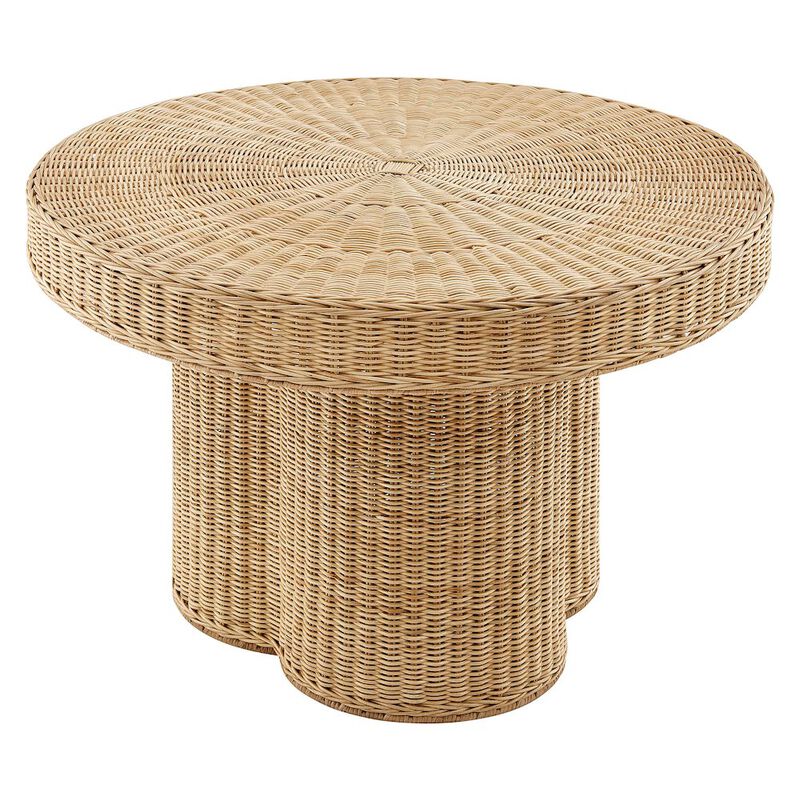 Ainsley 32 Inch Round Natural Rattan Coffee Table image number 0