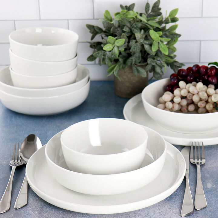 Gibson Home Avisala 12 Piece Fine Ceramic Dinnerware Set in White