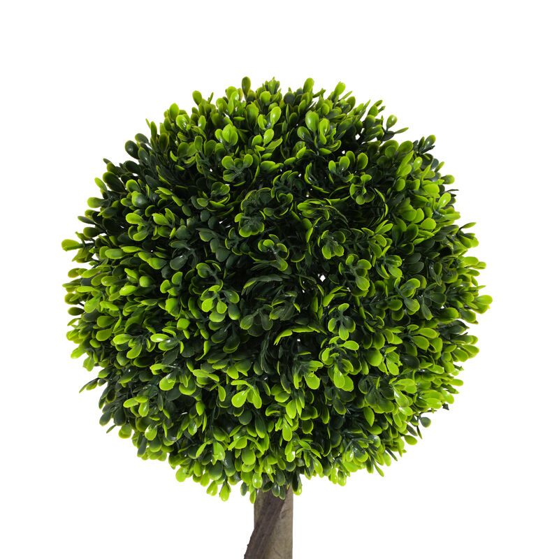 Christopher Knight Home Salta 33.5" Tall Artificial Topiary Boxwood Double Ball Trees with Black Plastic Pot (Set of 2) image number 6