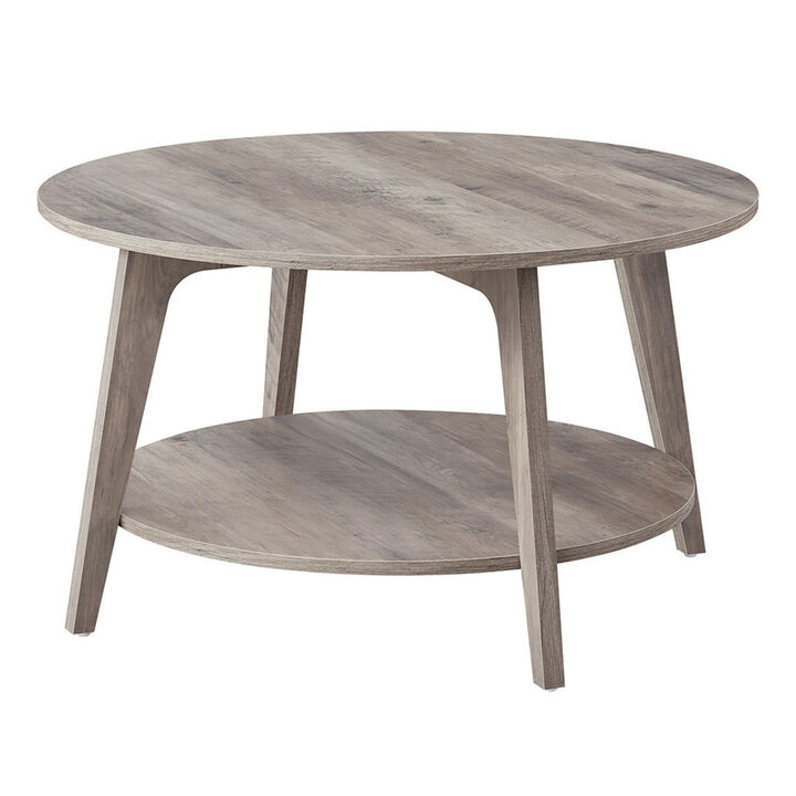 2 Tier Round Coffee Table Storage Table for Living Room Decor