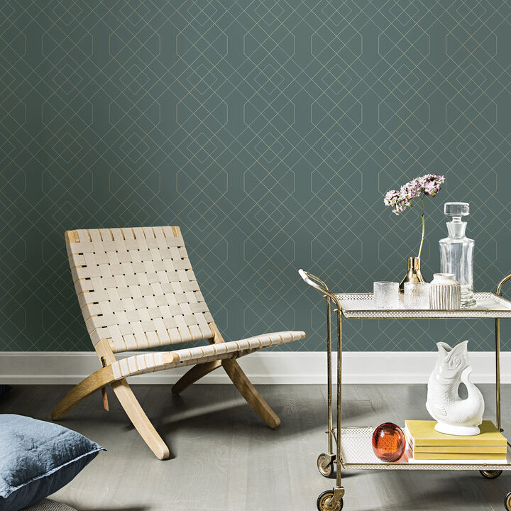 Ballard Teal Geometric Wallpaper