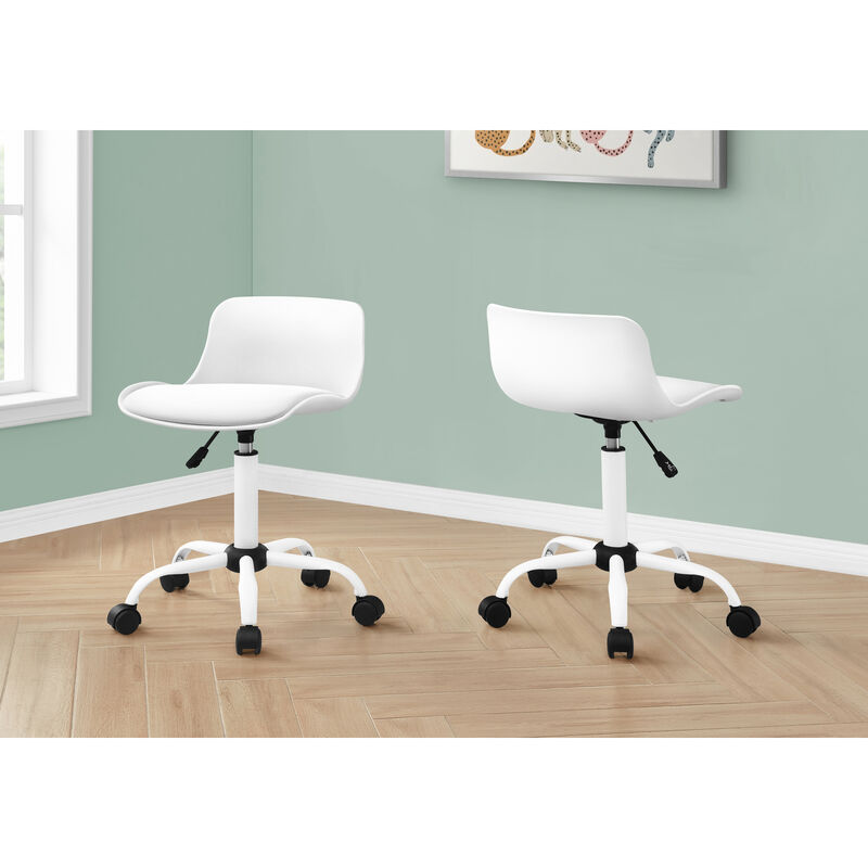 Monarch Specialties I 7463 Office Chair, Adjustable Height, Swivel, Ergonomic, Computer Desk, Work, Juvenile, Metal, Pu Leather Look, White, Contemporary, Modern