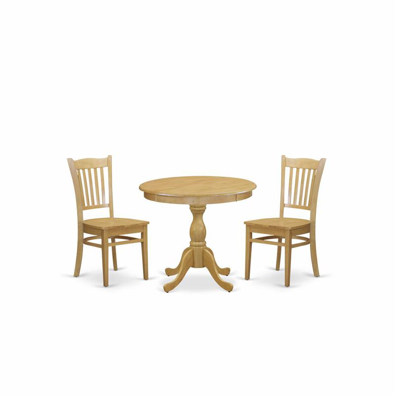 AMGR3-OAK-W 3 Piece Dining Room Table Set - 1 Dining Table and 2 Oak Dining Room Chairs - Oak Finish