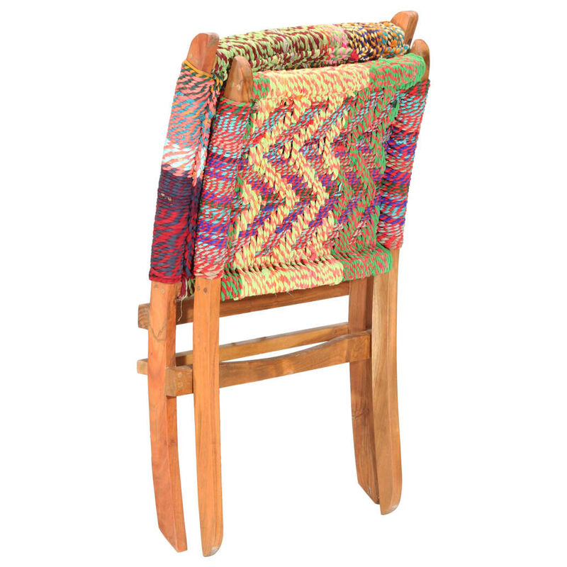 vidaXL Folding Chindi Chair Multicolors Fabric image number 4