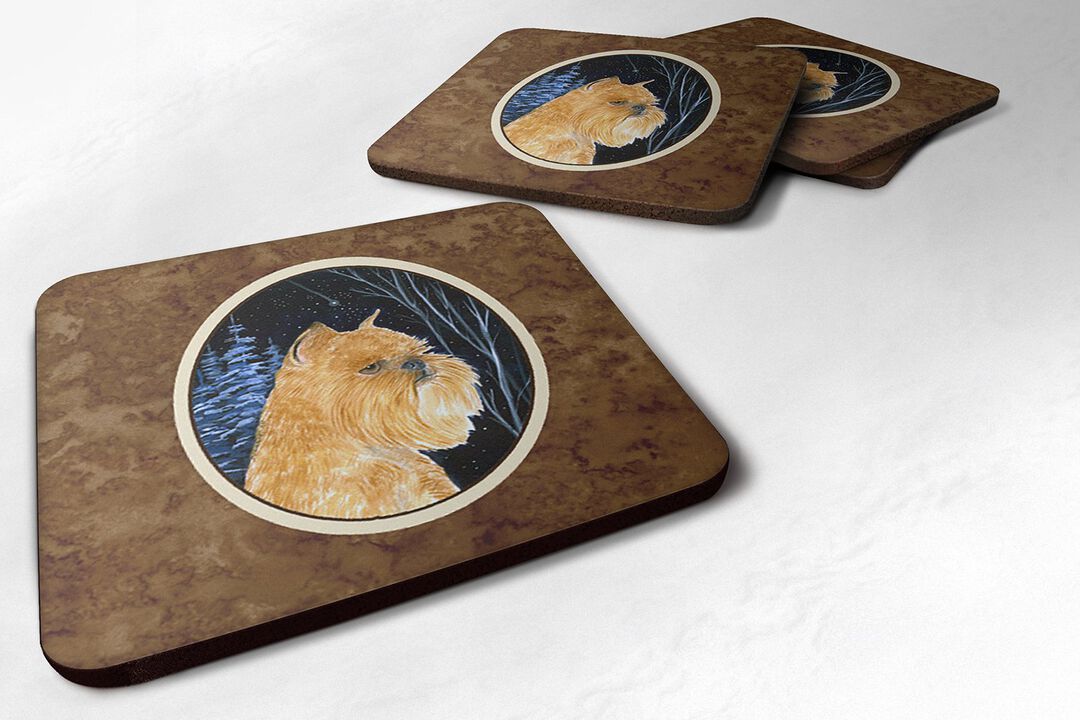 Caroline's Treasures SS8362FC Starry Night Brussels Griffon Foam Coasters Set of 4 (Set of 4), 3.5 H x 3.5 W, Multicolor