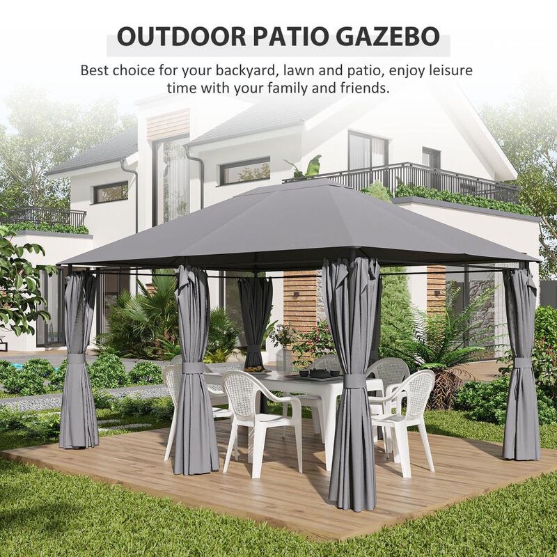 Hivvago 10' x 13' Backyard Gazebo with Sidewalls image number 5