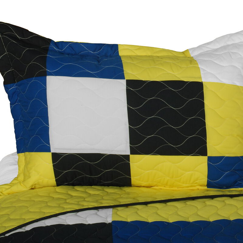 Eternal Passion Patchwork Geometric Quilt Set Soft Vermicelli Quilted Bedding image number 3