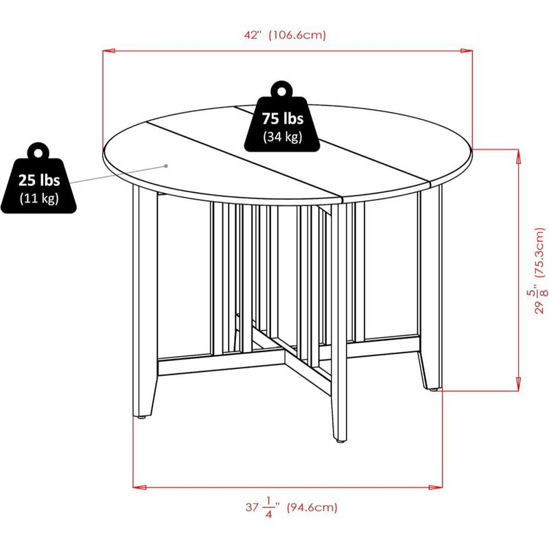 Alamo Double Drop Leaf Round 42" Table Mission