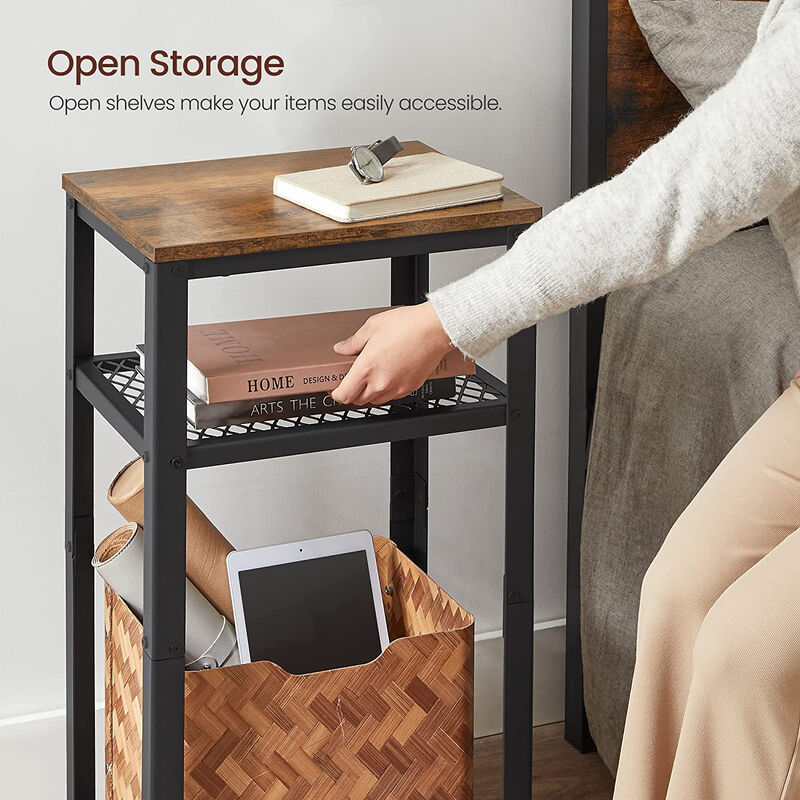 Side Table with 2-Tier Mesh Shelves – End Telephone Table Design