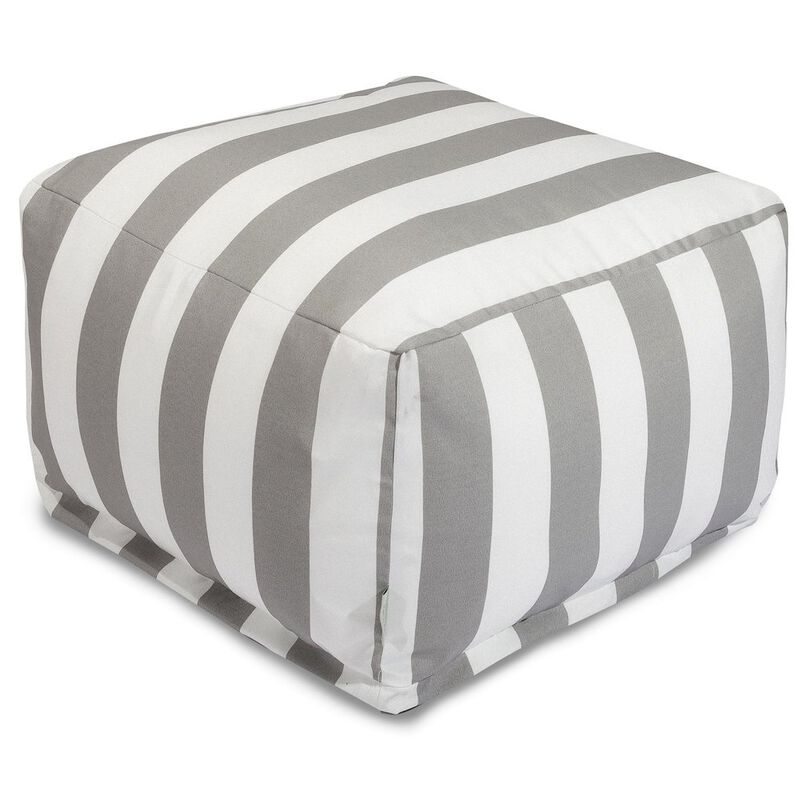 Majestic Home Goods Ottoman Pouf Vertical Stripe Gray
