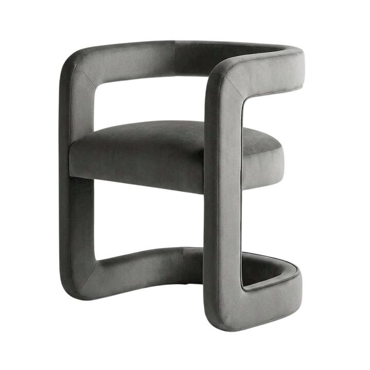 Performance Velvet Barrel Dining Chair with Arms, Cadet Blue