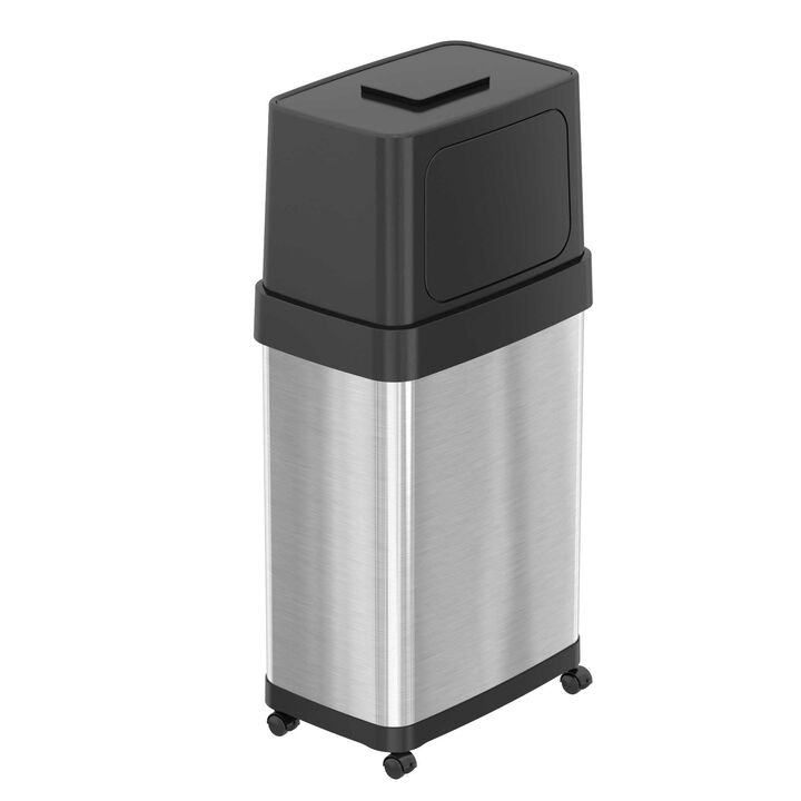 iTouchless 18 Gallon / 68 Liter Dual Push Door Trash Can with Wheels