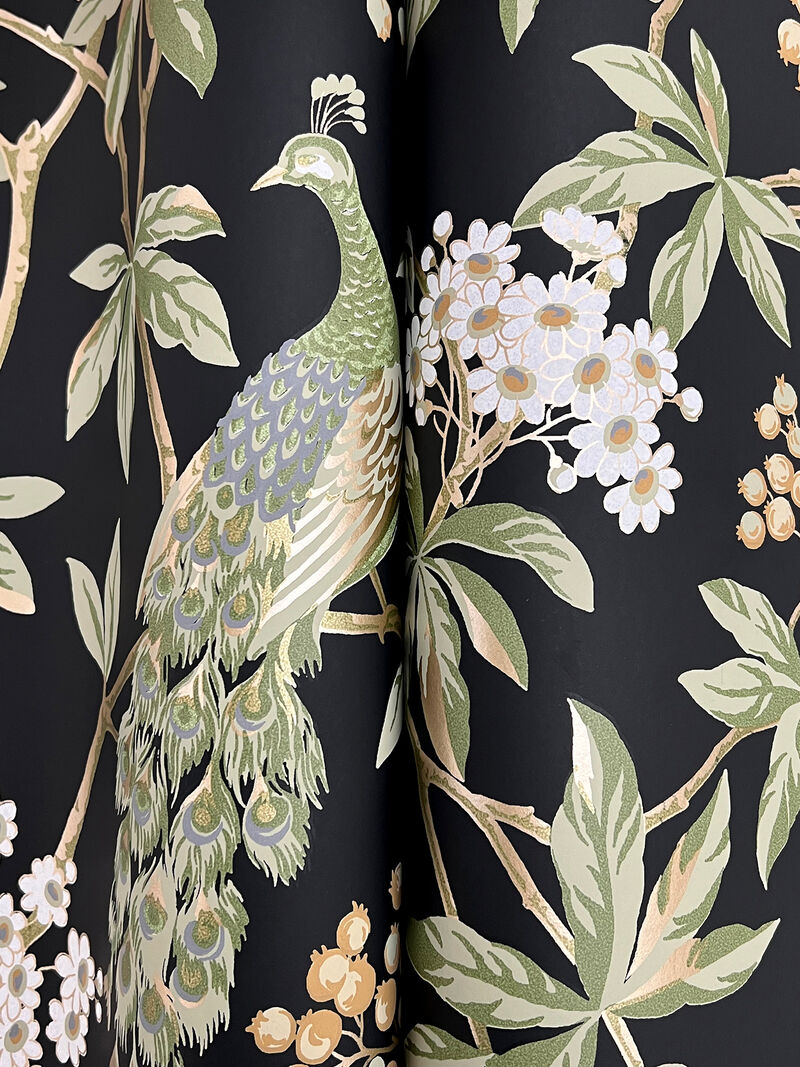Peacock Estate Black Wallpaper (Set of 2) image number 1