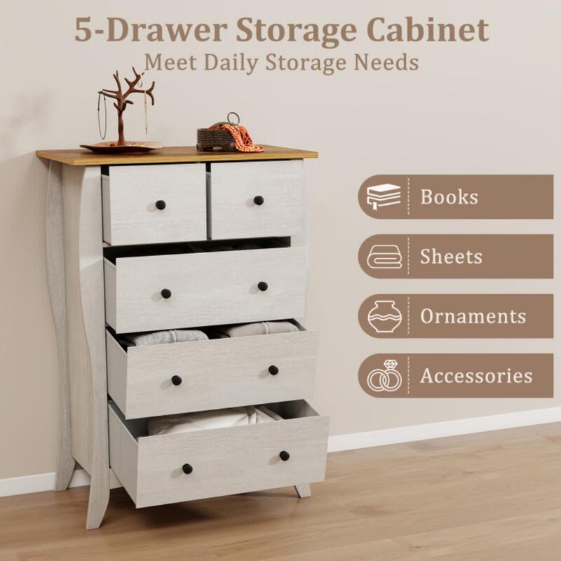 Closet Storage Organizer with 5 Folding Fabric Drawers and Anti-Tipping Kit for Safe and Efficient Storage