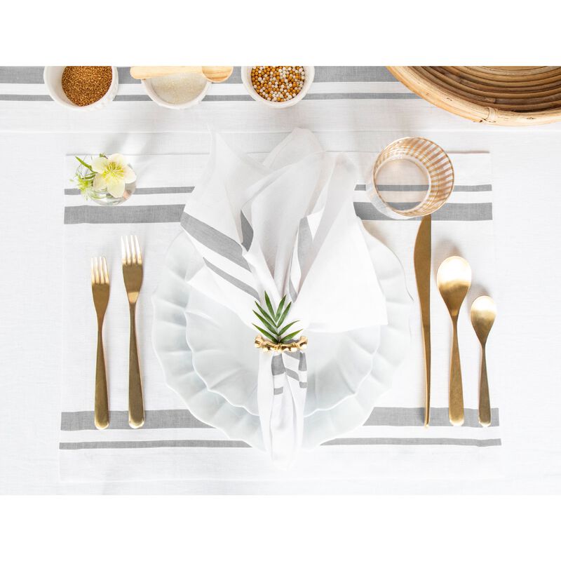 Linen Dinner Napkins - French Stripe