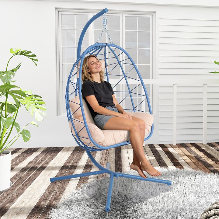 Hivvago Wicker Hanging Egg Chair with Stand