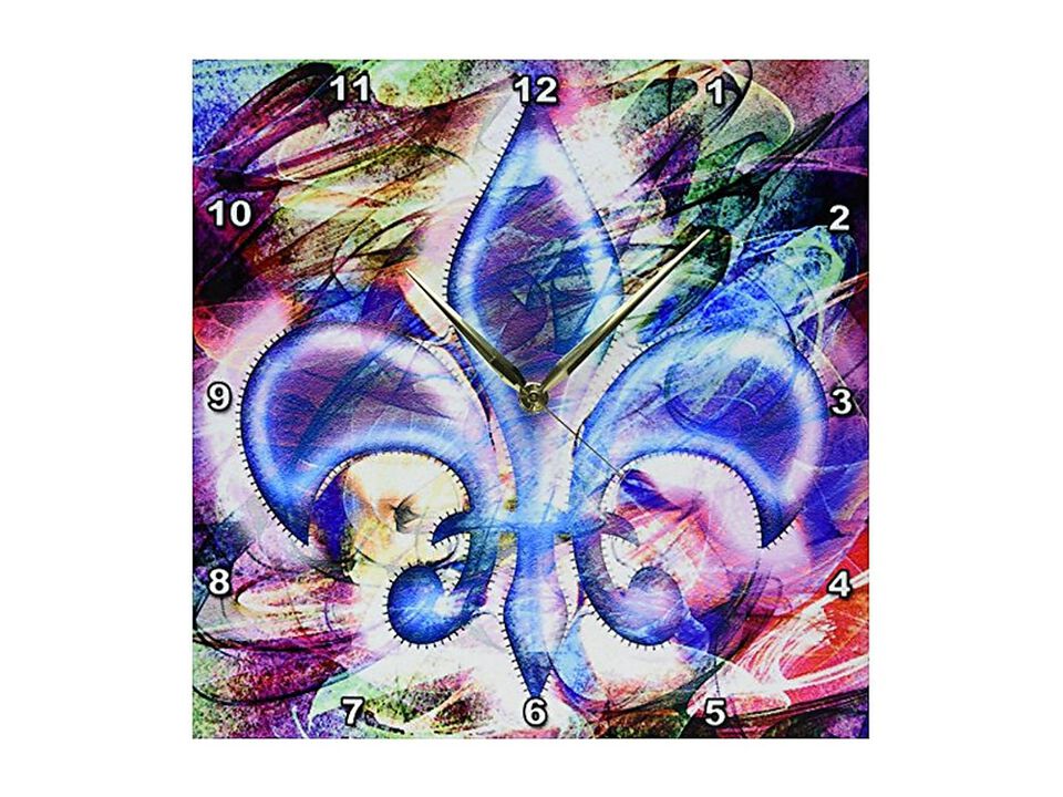 Fleur Lis Abstract Surreal Wall Clock 13 Inch Silent Home Decor