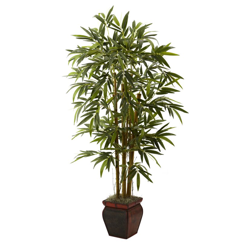 HomPlanti 5.5 Feet Bamboo w/Decorative Planter image number 1