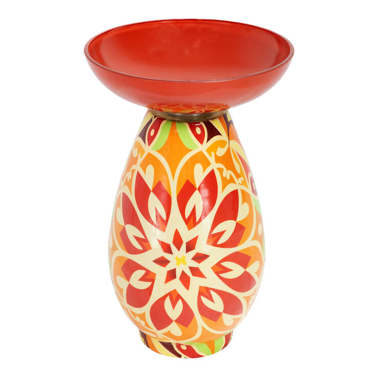 Sunnydaze Painted Glass Freestanding Outdoor Bird Bath