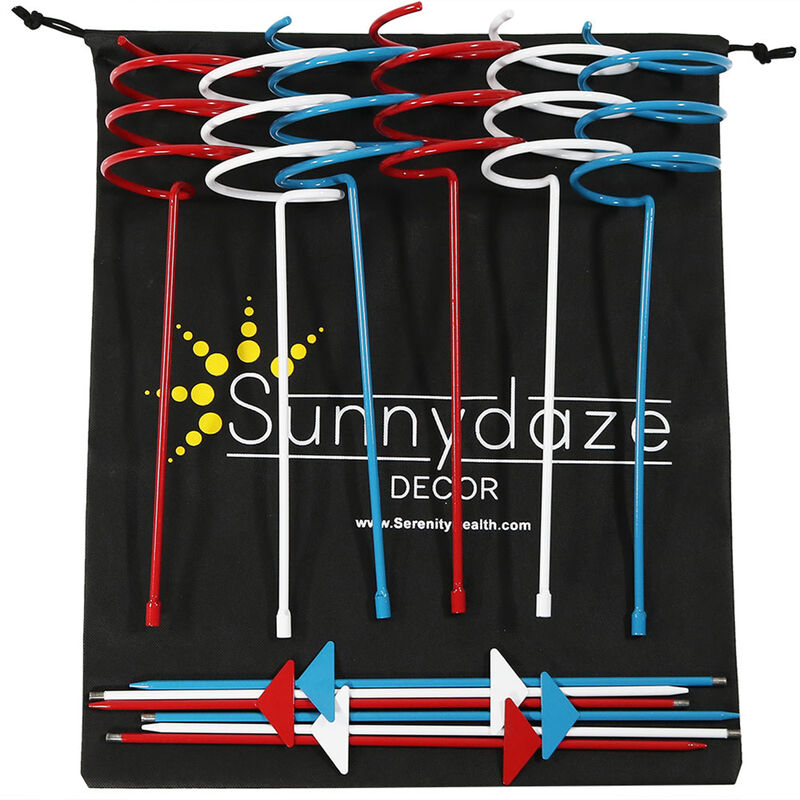 Sunnydaze 32 in Steel Drink Holder Stakes - Red/White/Blue - Set of 6