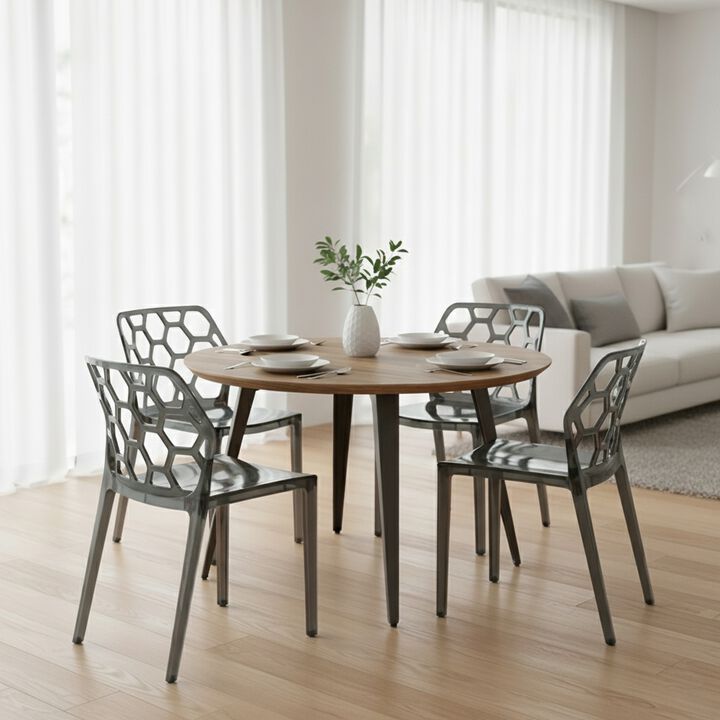 LeisureMod Dynamic Modern Dining Chair with Unique Honeycomb Cutout Design, Durable Molded Seat for Kitchen, Dining Room, Office, or Outdoor Use