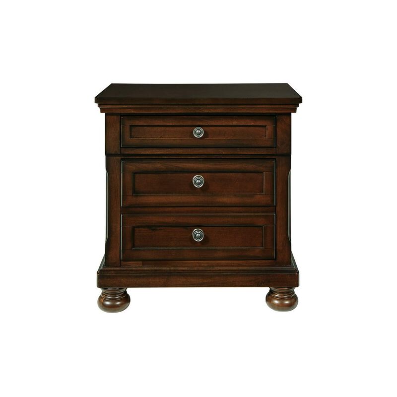 Ayla 30 Inch Classic Nightstand, Wood Frame, 2 Drawers, Hand Finished Brown-Benzara image number 2