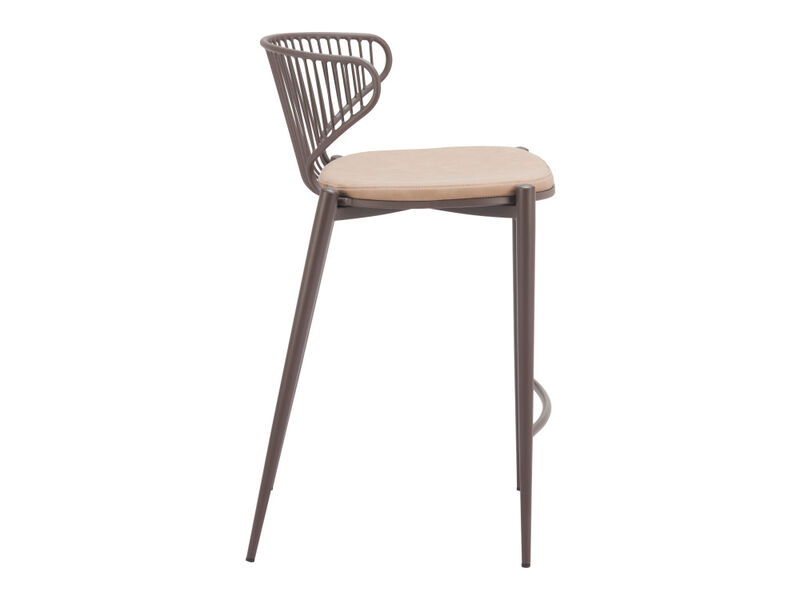 Silues Counter Stool (Set of 2) Taupe & Brown image number 2
