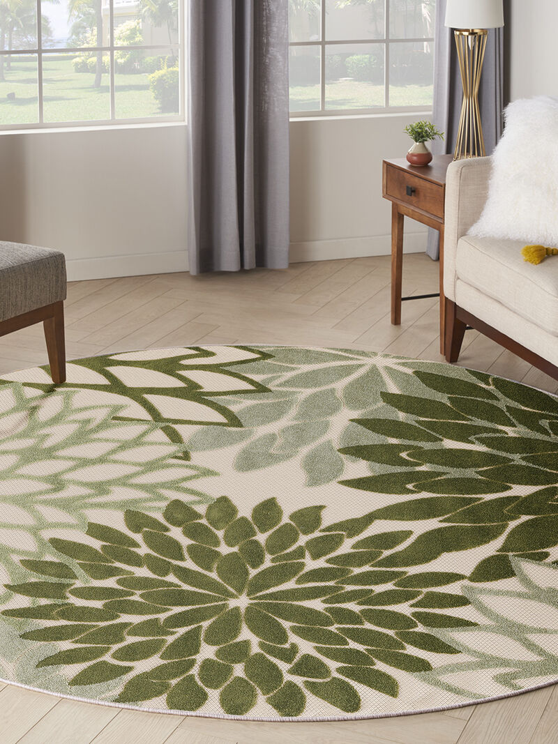 Aloha ALH05 Ivory/Green 5'3" x Round Rug