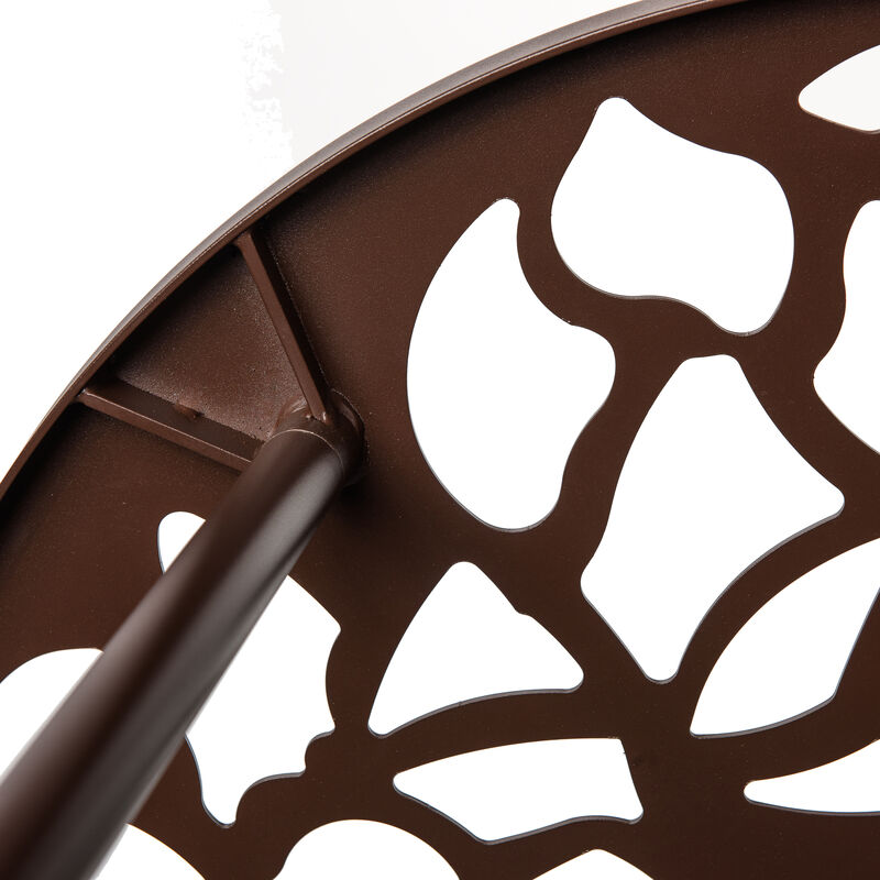 LeisureMod Devon Tree Design Glass Top Aluminum Base Outdoor End Table