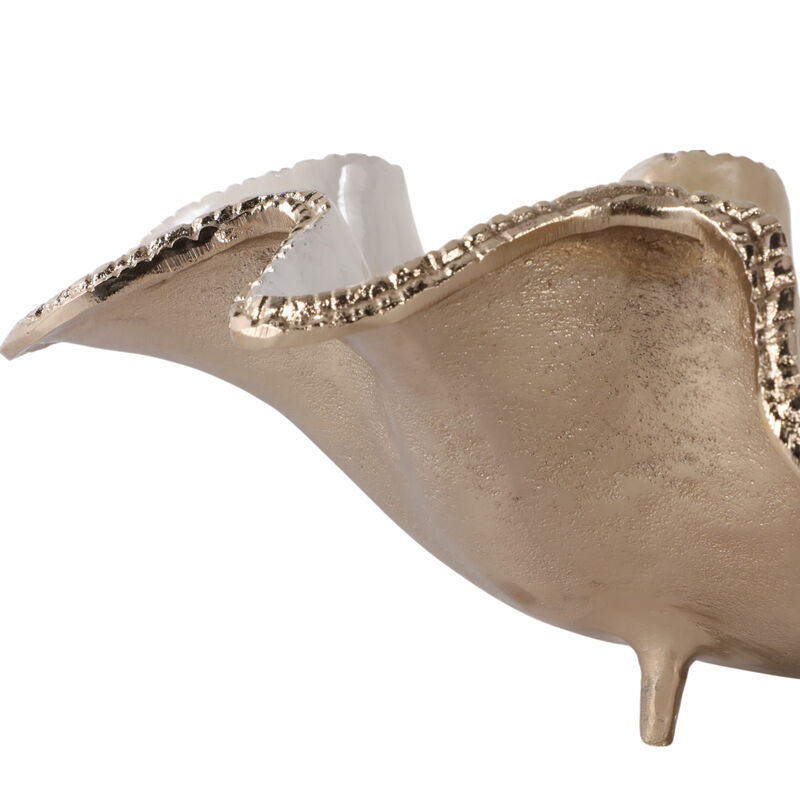 20x12" Curvy Metal Bowl, Tan/gold image number 4