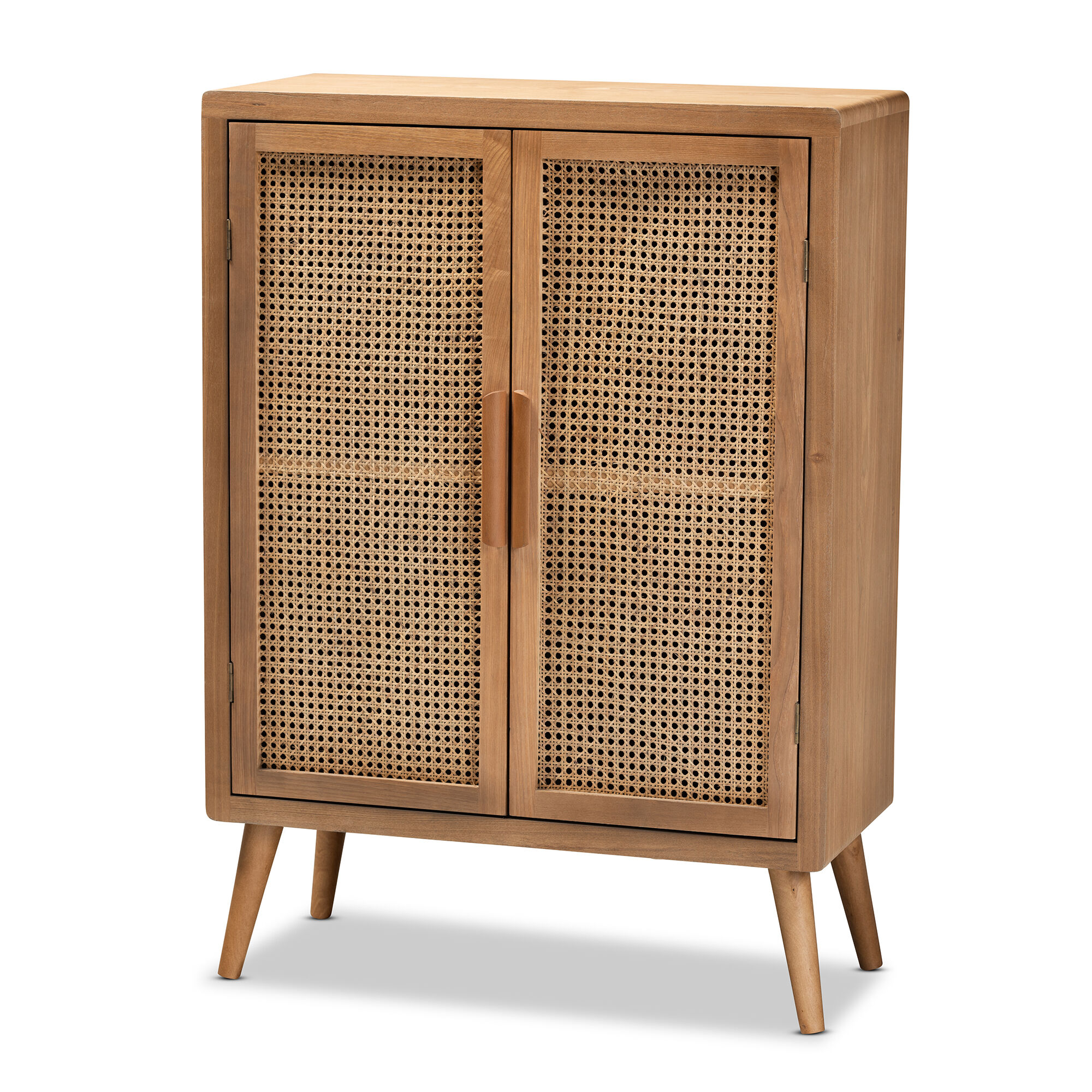 Baxton Studio Alina Mid Century Medium Oak Finished Wood 2 Door