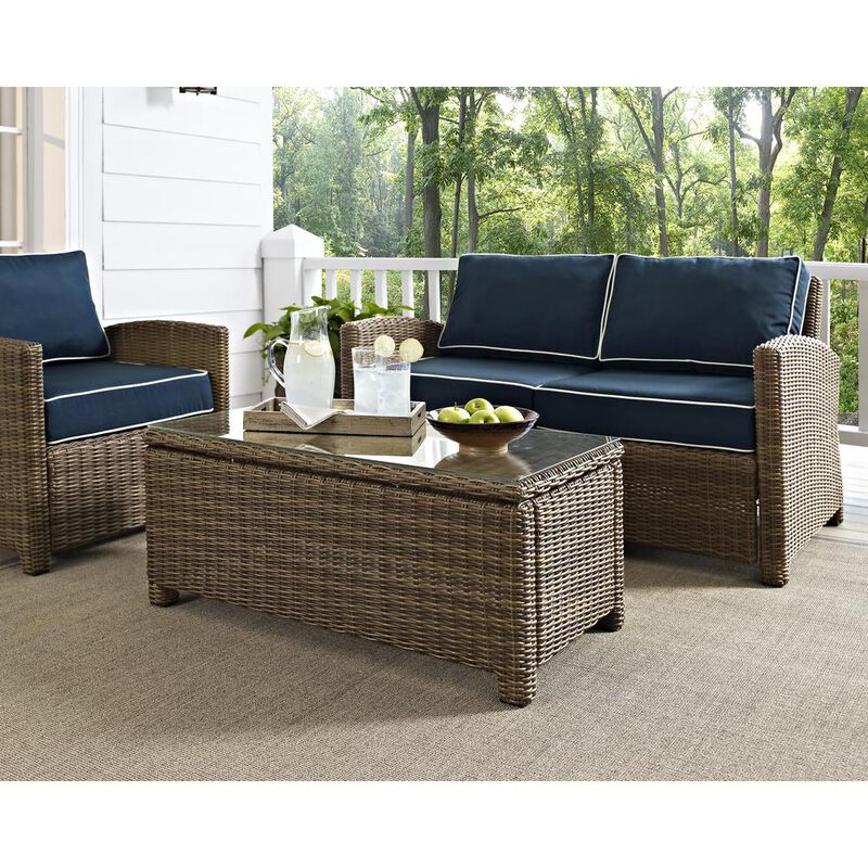 Crosley Furniture Bradenton Outdoor Wicker Coffee Table Weathered Brown