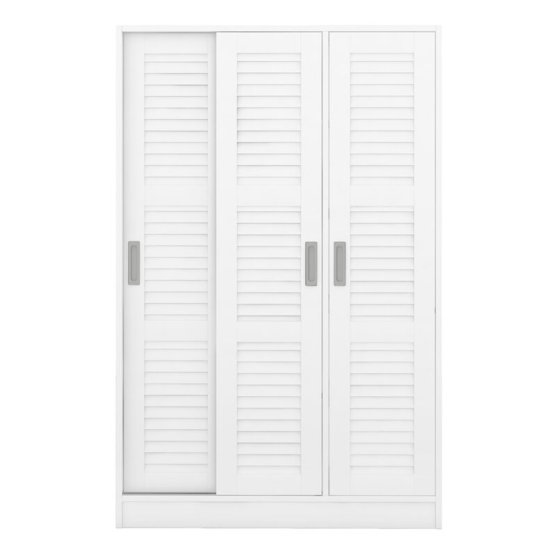 3-Door Shutter Wardrobe with shelves, White