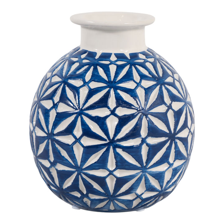 Cer, 6"h Daisy Vase, Blue