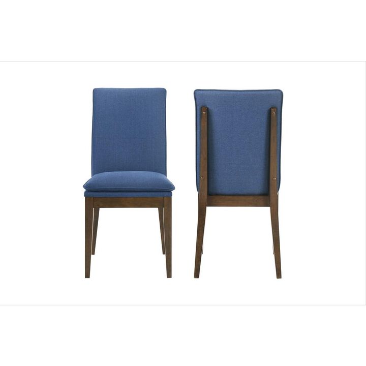 New Classic Furniture Maggie Dining Chair W/Blue Cushion-Walnut