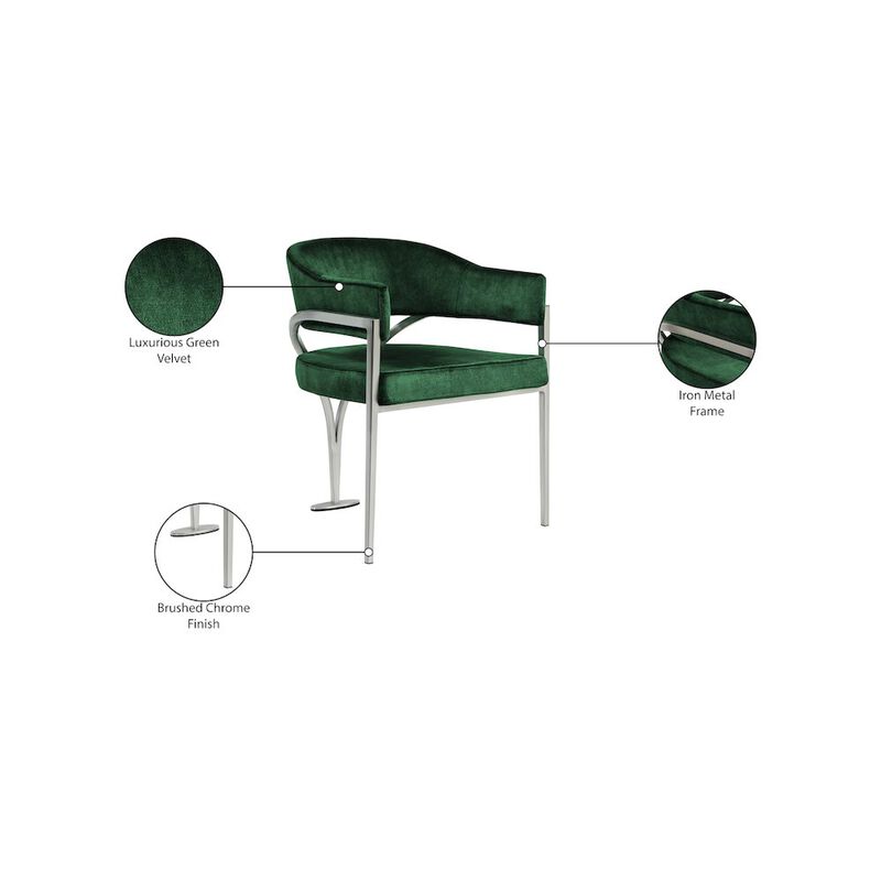 Meridian Furniture Madelyn Green Velvet Dining Chair, Set of 2