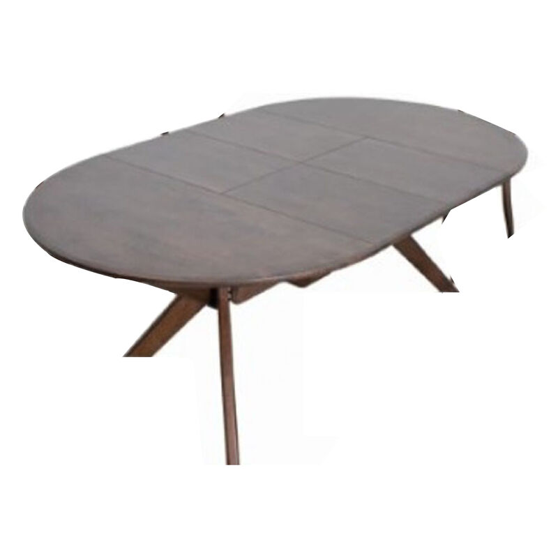 Mikie 47-79 Inch Dining Table, Extendable Brown Full Solid Wood Top - Benzara