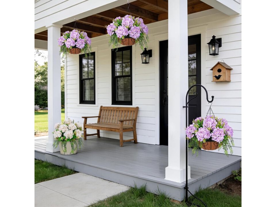 Purple Artificial Hanging Hydrangea Flowers Outdoor Home Decor