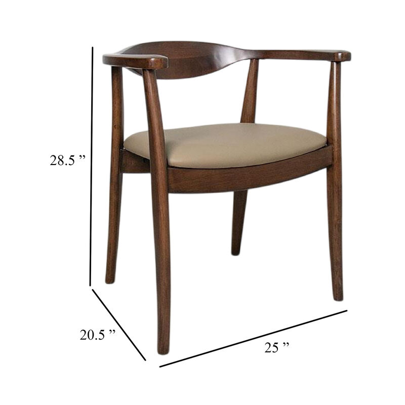 Niva Dining Side Chair Set of 2, Modern Armchairs, Brown Rubberwood