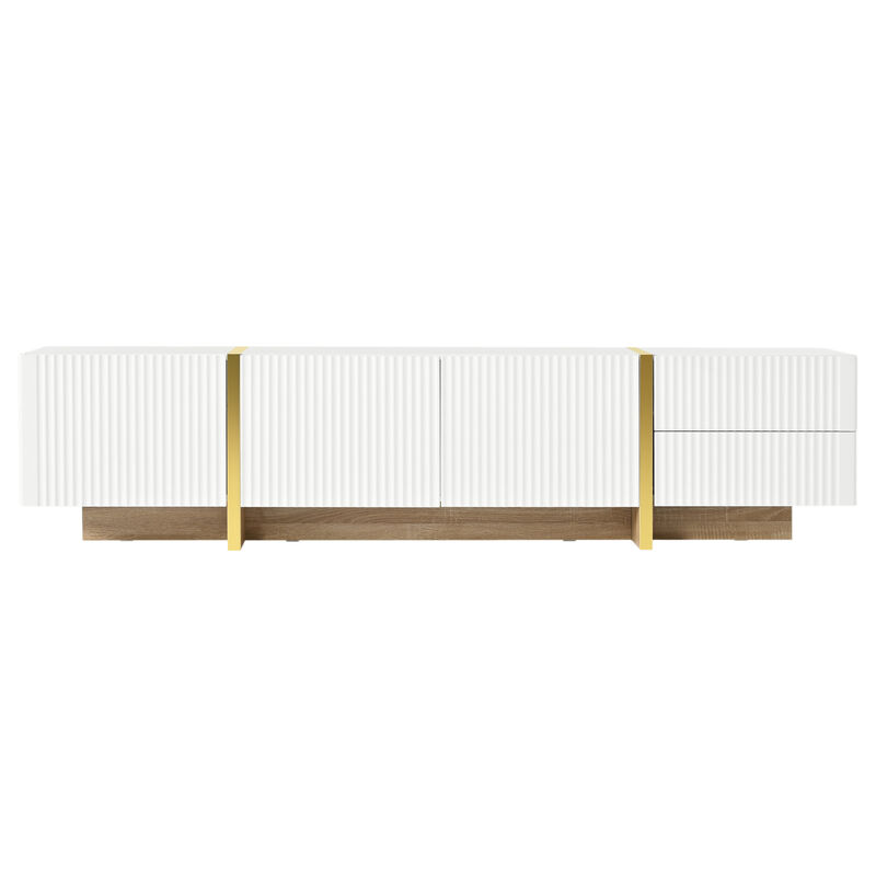 Merax Luxury Fluted Storage Cabinet TV Stand