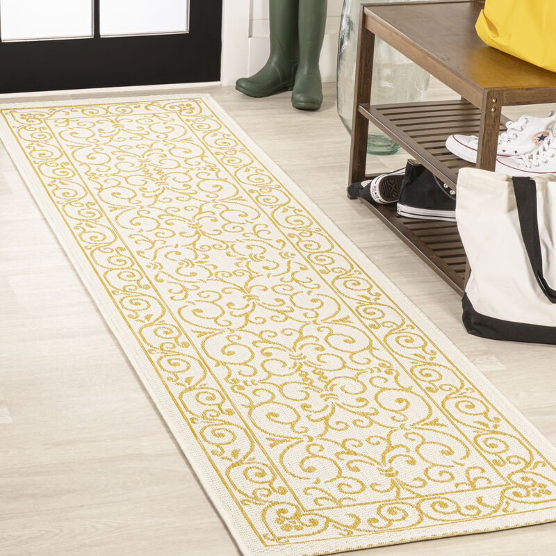 Charleston Vintage Filigree Textured Weave Indoor/Outdoor Area Rug