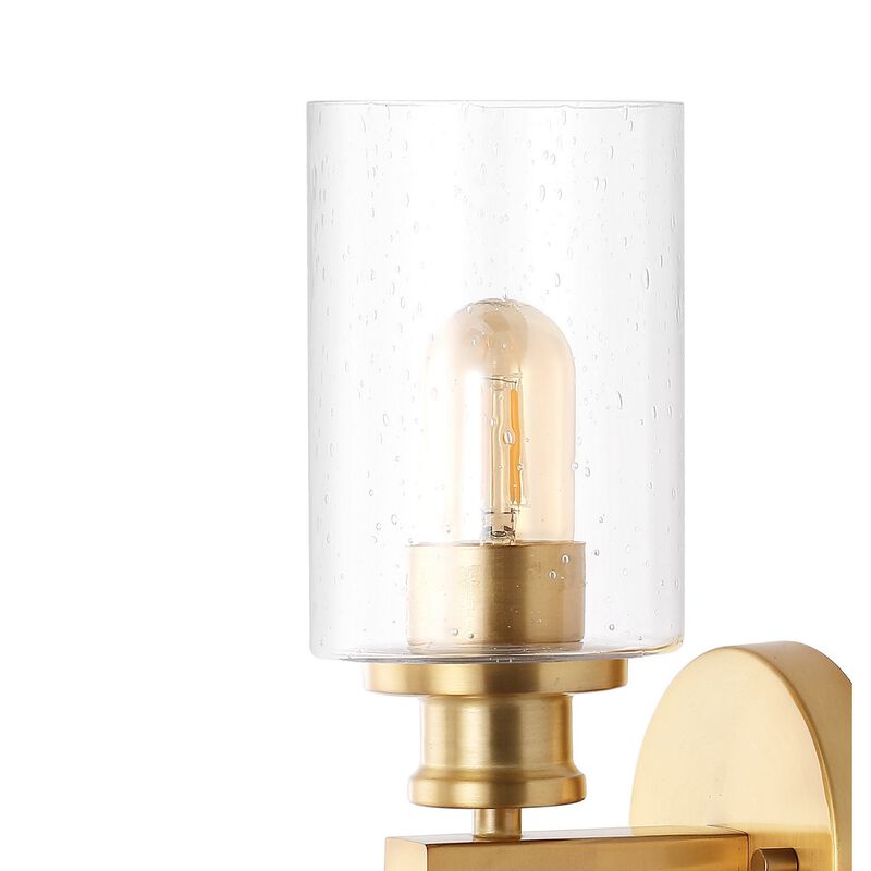 Jules Edison Cylinder Iron/Seeded Glass Farmhouse Contemporary LED Wall Sconce