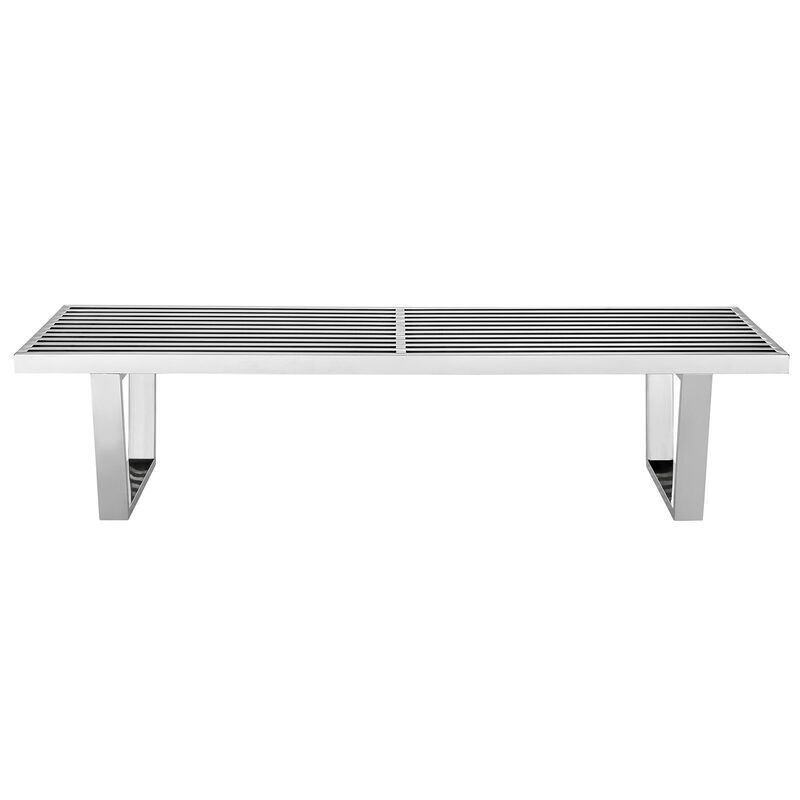 Modway Sauna Stainless Steel 5' Bench in Silver