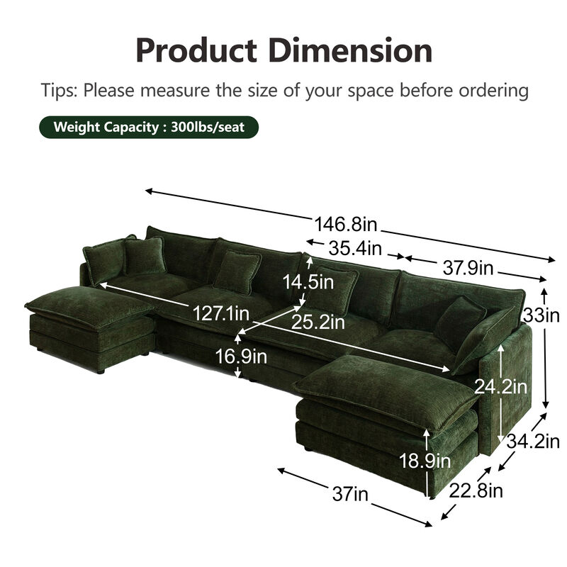 Ponisp U-Shape Sectional Sofa image number 5
