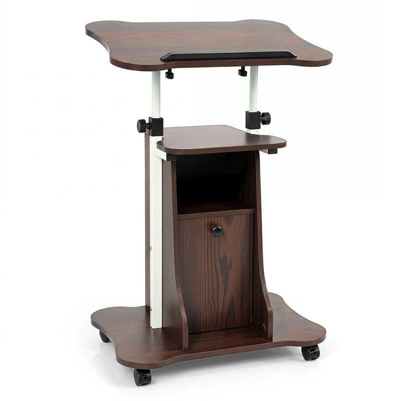 Mobile Standing Desk Cart with Adjustable Height, Tilt Desktop and Cabinet image number 0