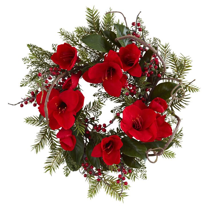 Hivvago 24" Amaryllis Wreath