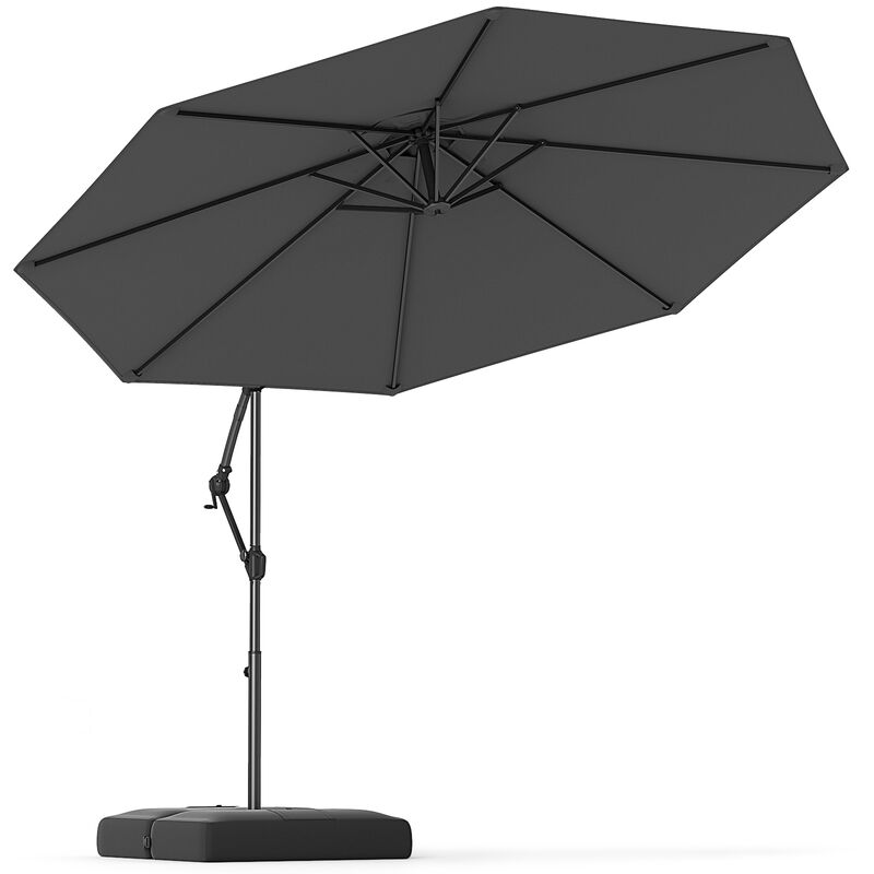 Offset Hanging Patio Umbrella with Base &ndash; Tilt Function Cantilever Design