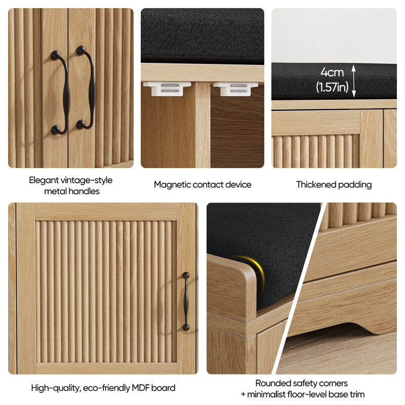 Dempal entryway shoe storage bench image number 3